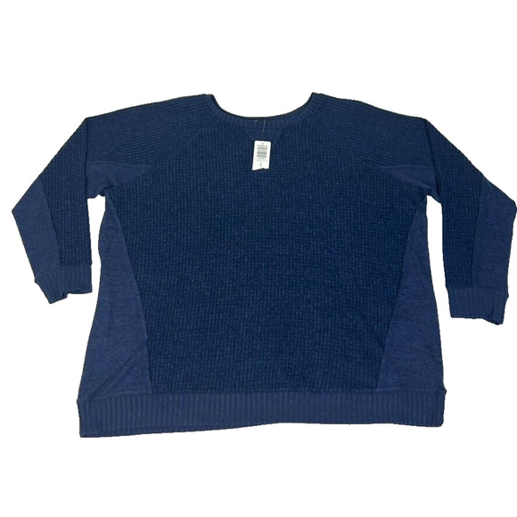 torrid Sweaters - Torrid Sweatshirt Womens 4X Navy Blue Brshd Waffle Kit Pullover Lagen